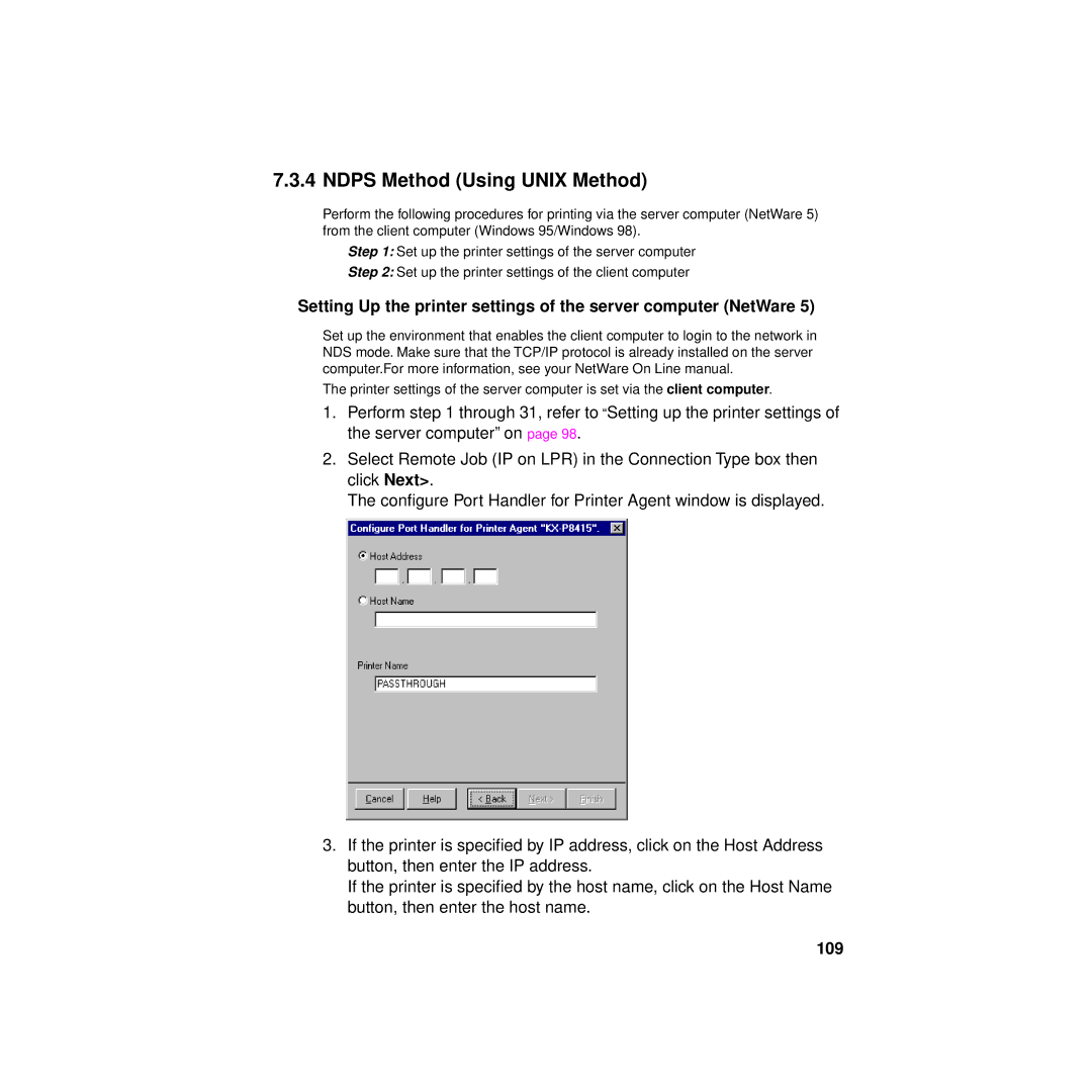 Philips KX-PNBC8 manual Ndps Method Using Unix Method, 109 