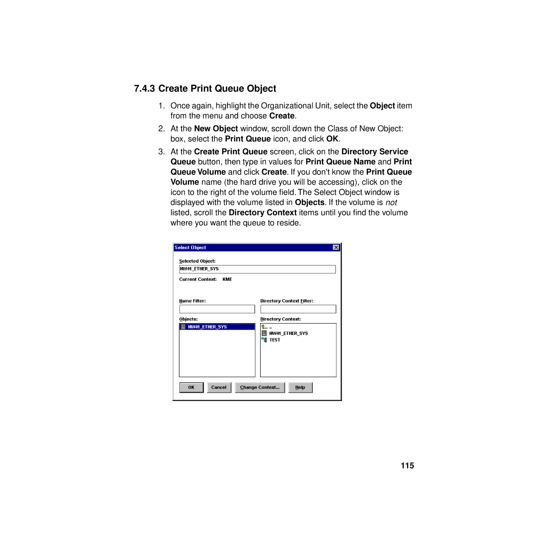 Philips KX-PNBC8 manual Create Print Queue Object, 115 