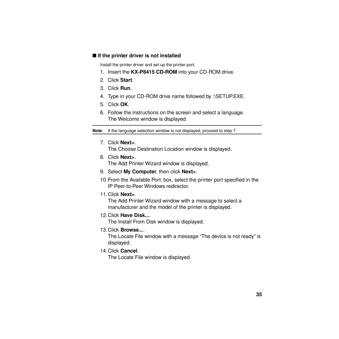 Philips KX-PNBC8 manual Click Have Disk, Click Browse 