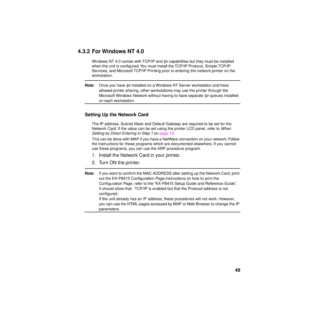 Philips KX-PNBC8 manual For Windows NT 