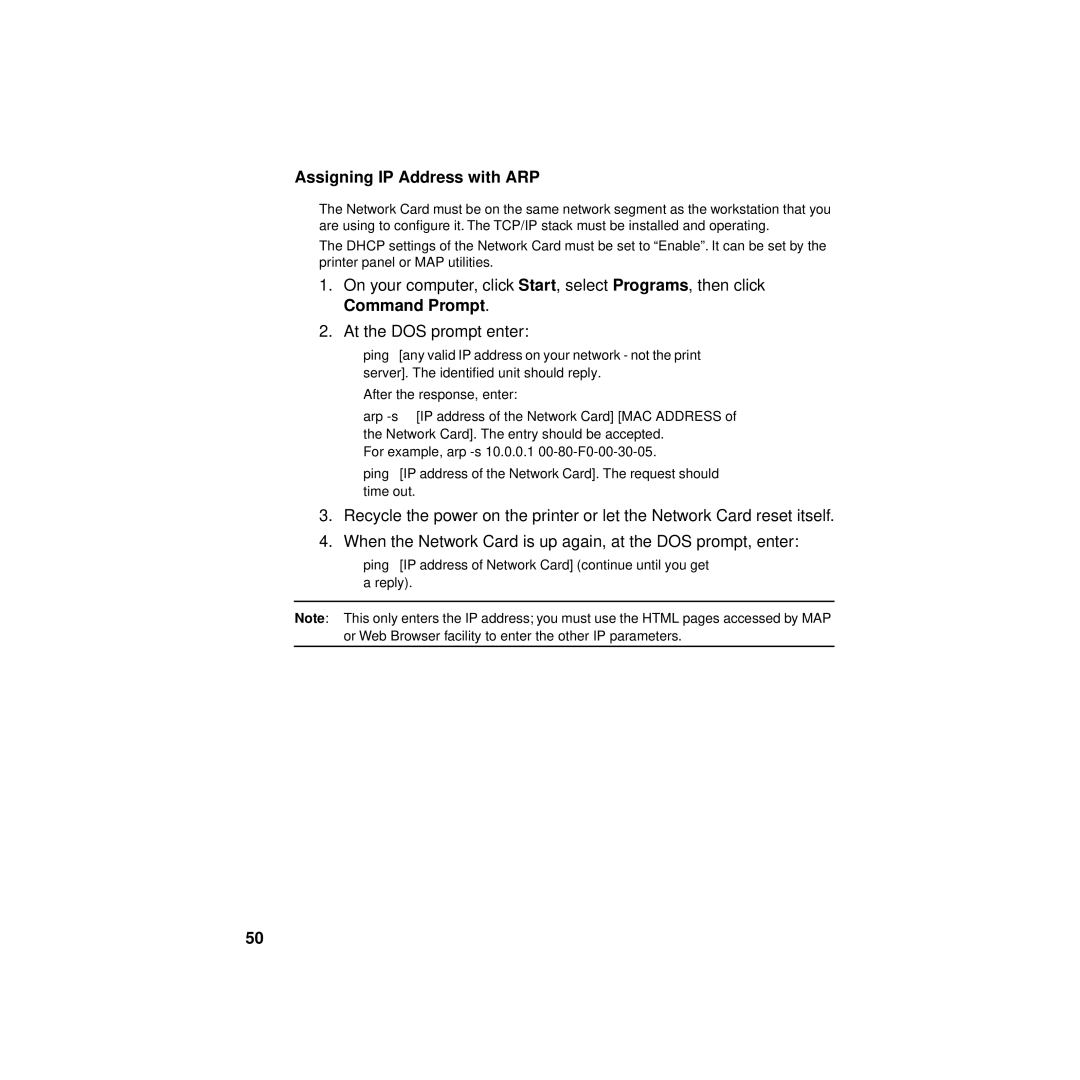 Philips KX-PNBC8 manual Assigning IP Address with ARP 