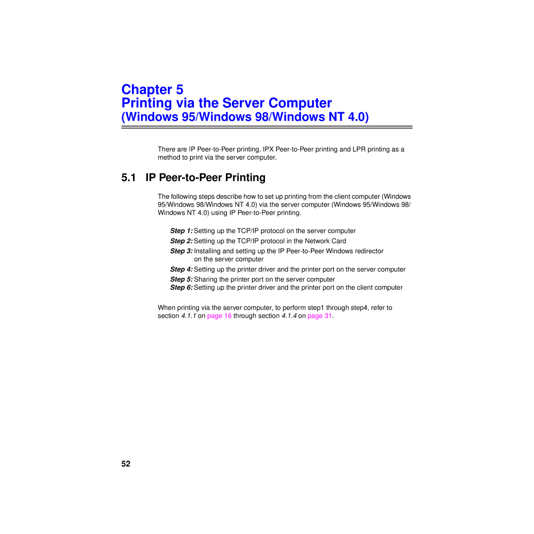 Philips KX-PNBC8 manual Chapter Printing via the Server Computer 