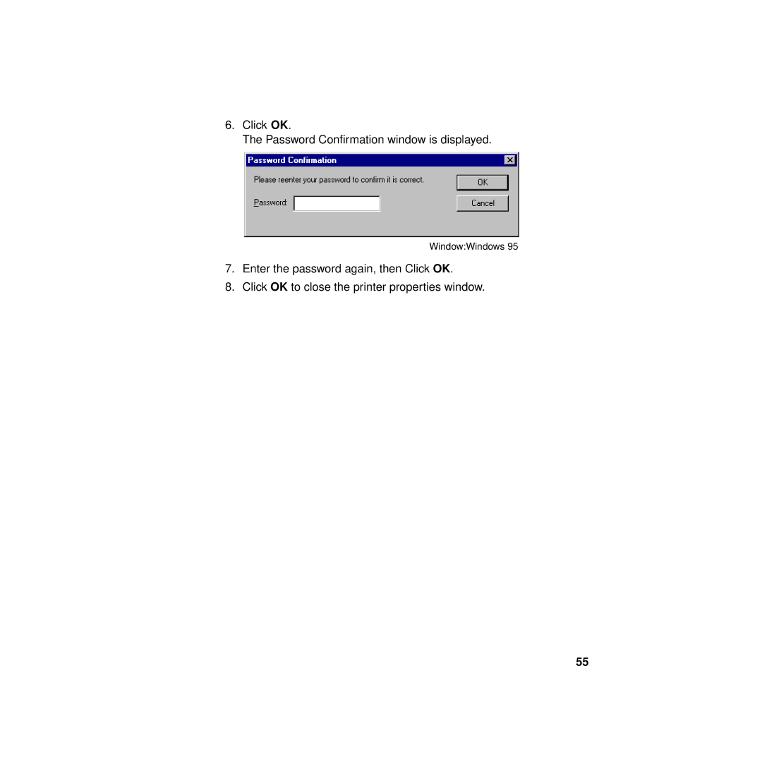 Philips KX-PNBC8 manual Click OK Password Confirmation window is displayed 