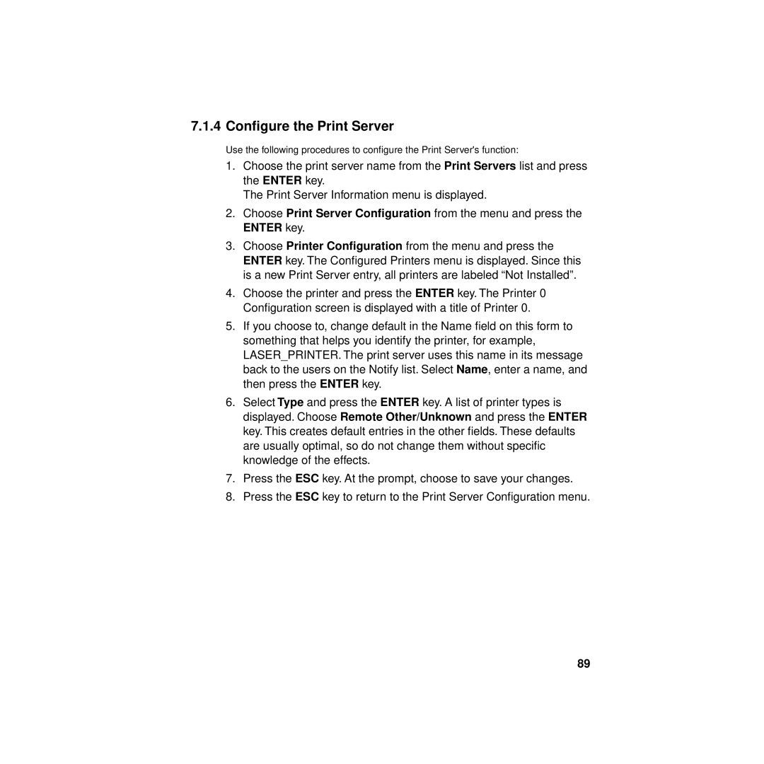 Philips KX-PNBC8 manual 4 Conﬁgure the Print Server 