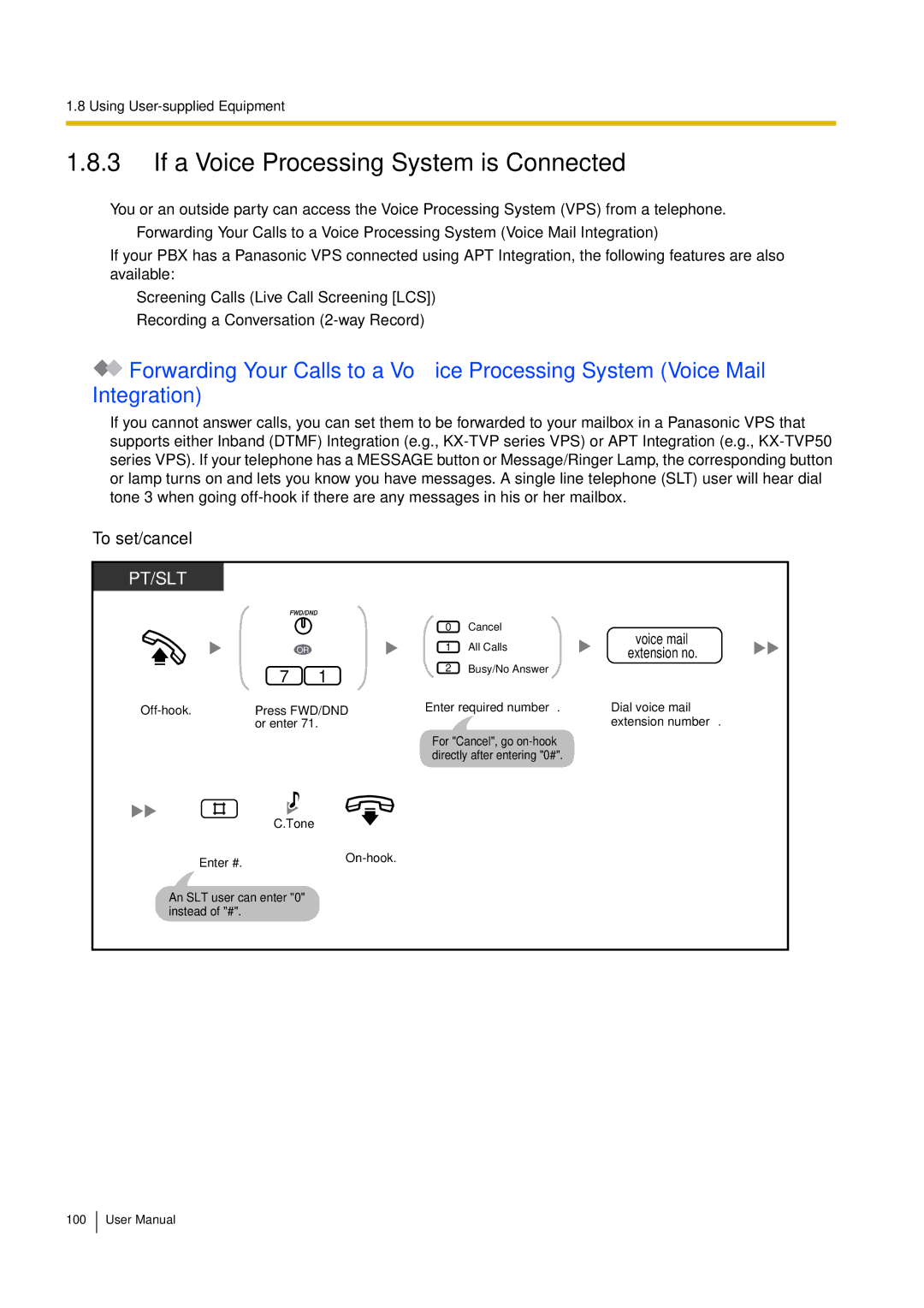 Philips KX-TEA308 user manual If a Voice Processing System is Connected, Voice mail 