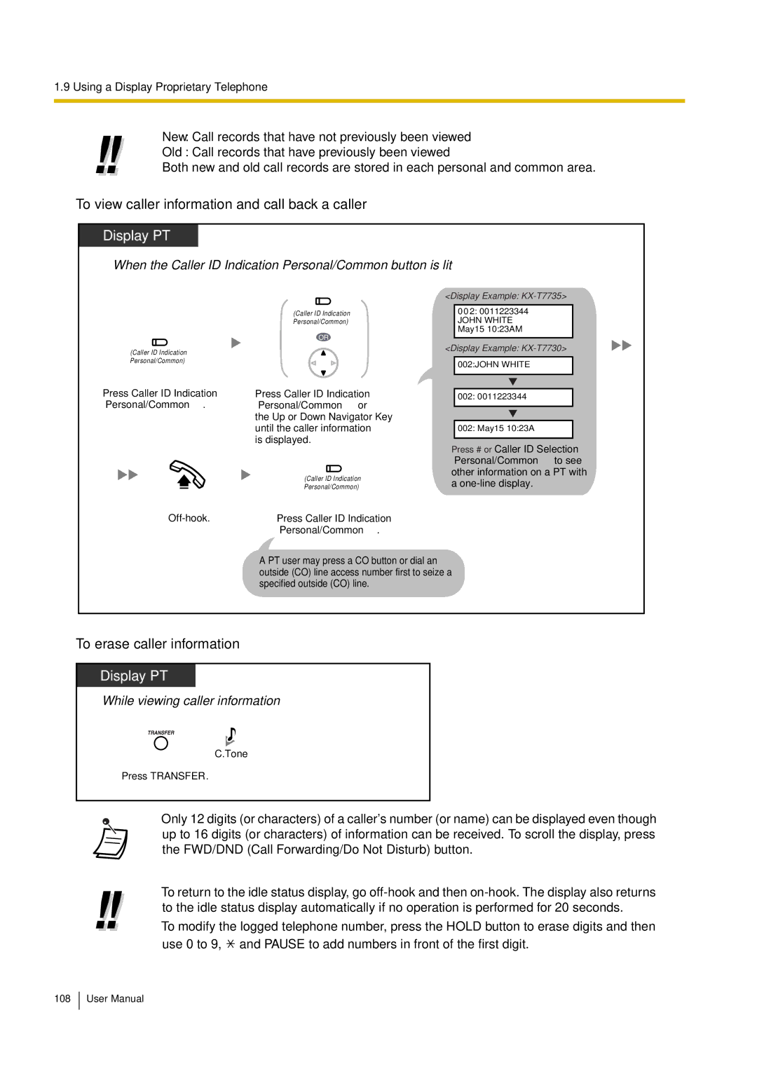 Philips KX-TEA308 user manual To view caller information and call back a caller, To erase caller information 