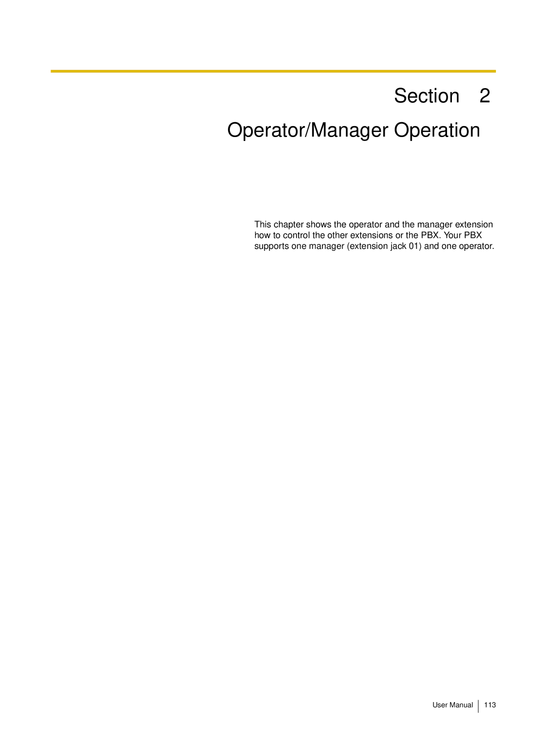 Philips KX-TEA308 user manual Section Operator/Manager Operation 