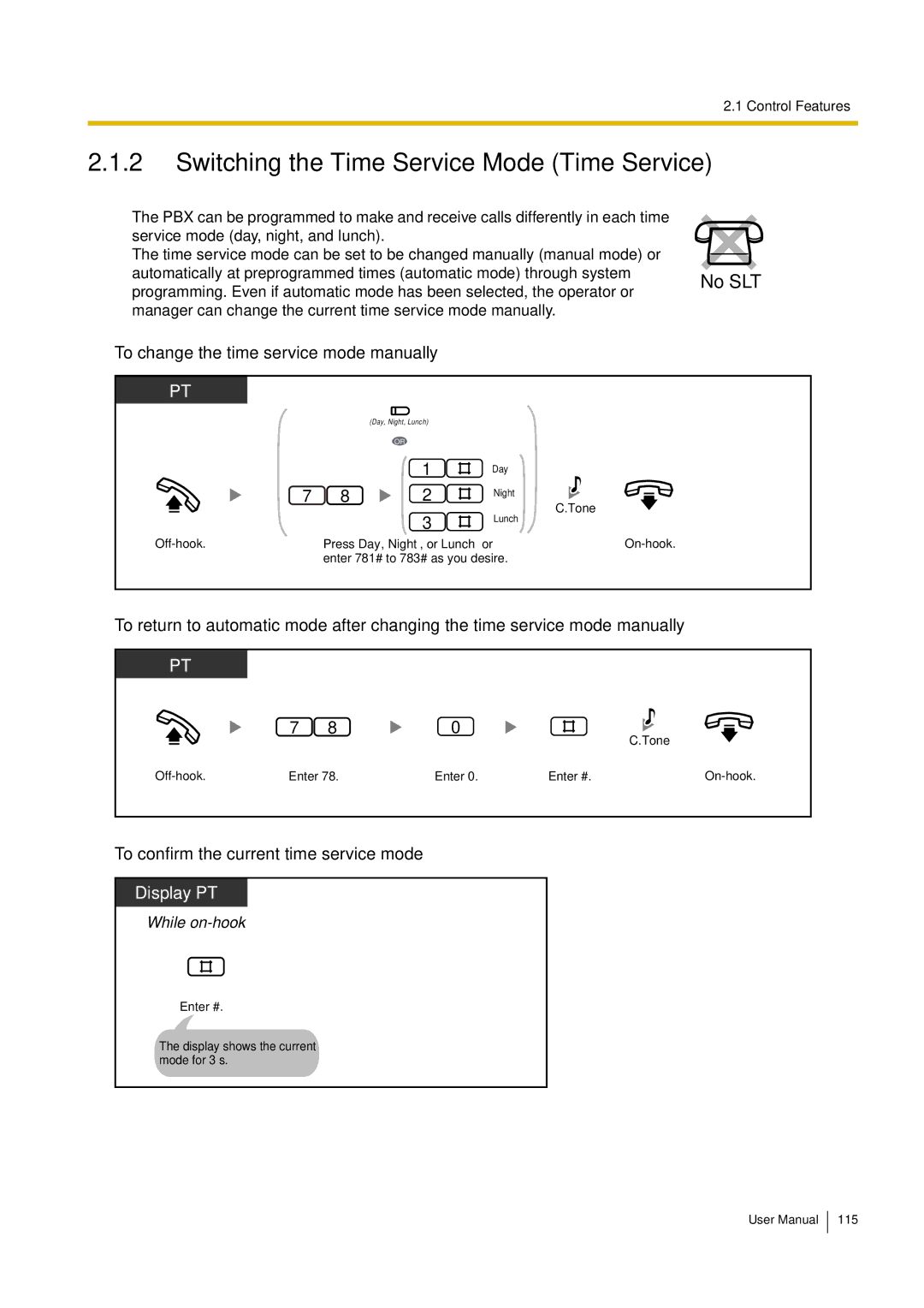 Philips KX-TEA308 user manual Switching the Time Service Mode Time Service, To change the time service mode manually 