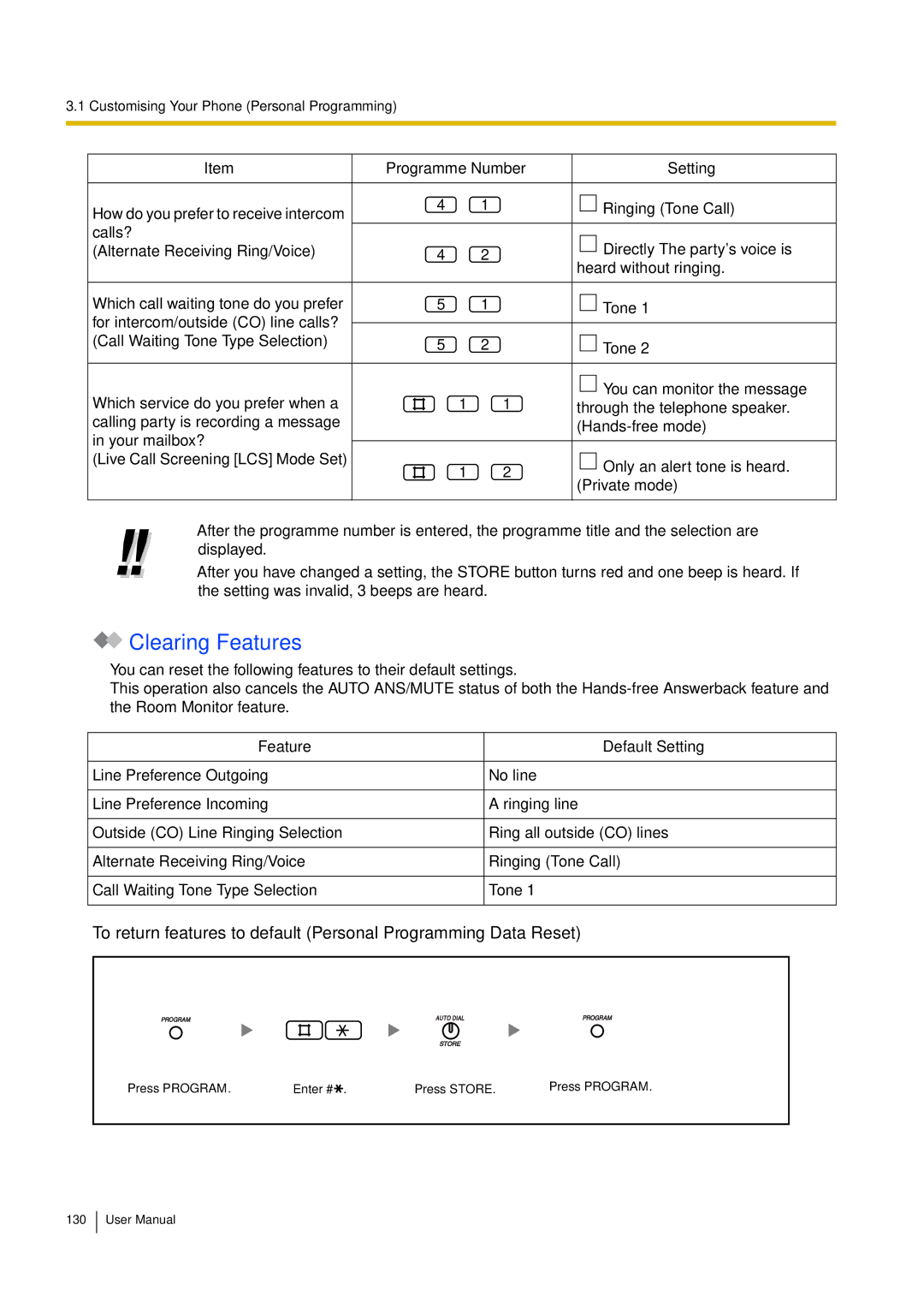 Philips KX-TEA308 user manual Clearing Features, Hands-free mode 