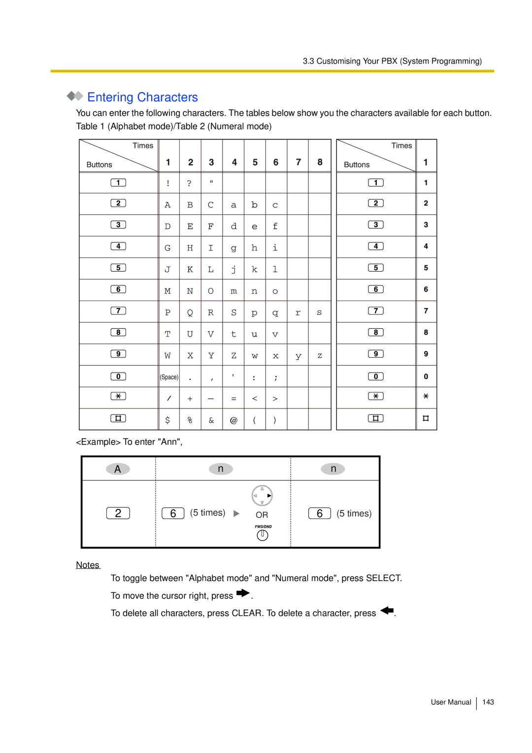 Philips KX-TEA308 user manual Entering Characters, Alphabet mode/ Numeral mode 