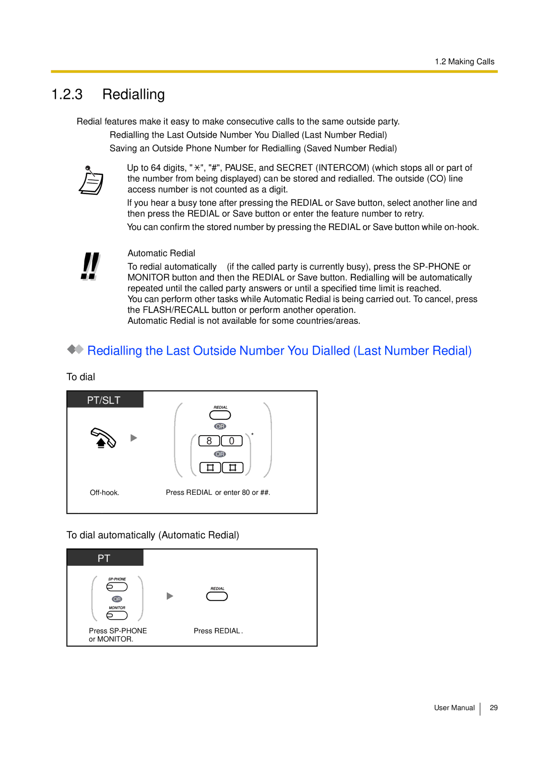 Philips KX-TEA308 user manual Redialling, To dial automatically Automatic Redial 