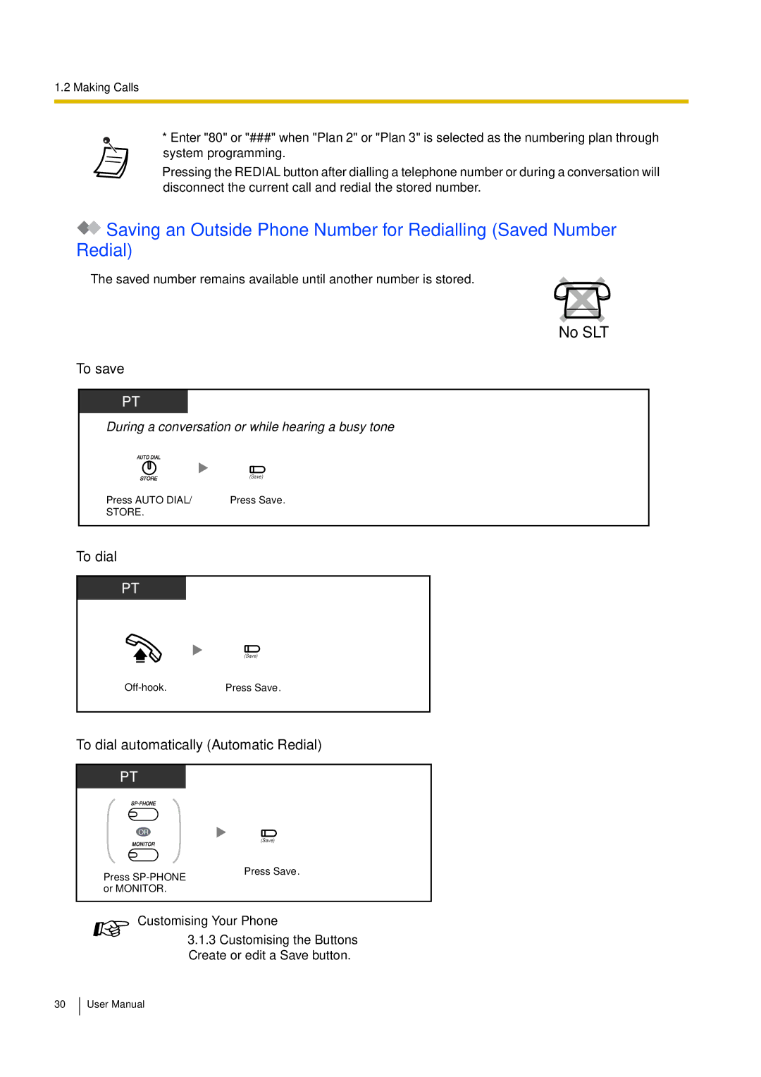 Philips KX-TEA308 user manual To save, Customising Your Phone 