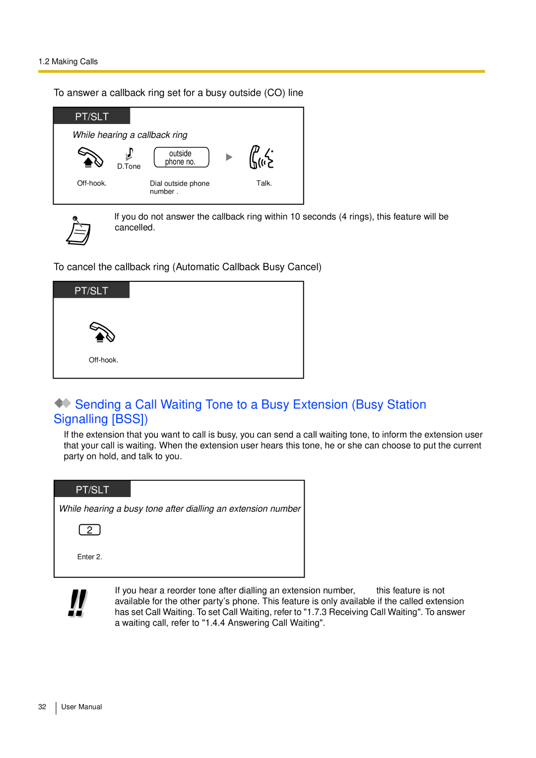 Philips KX-TEA308 user manual To answer a callback ring set for a busy outside CO line 