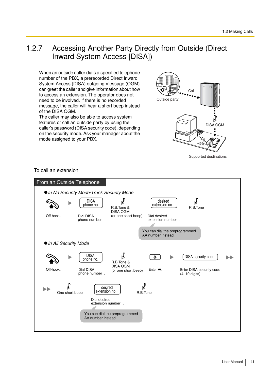 Philips KX-TEA308 user manual To call an extension, From an Outside Telephone 