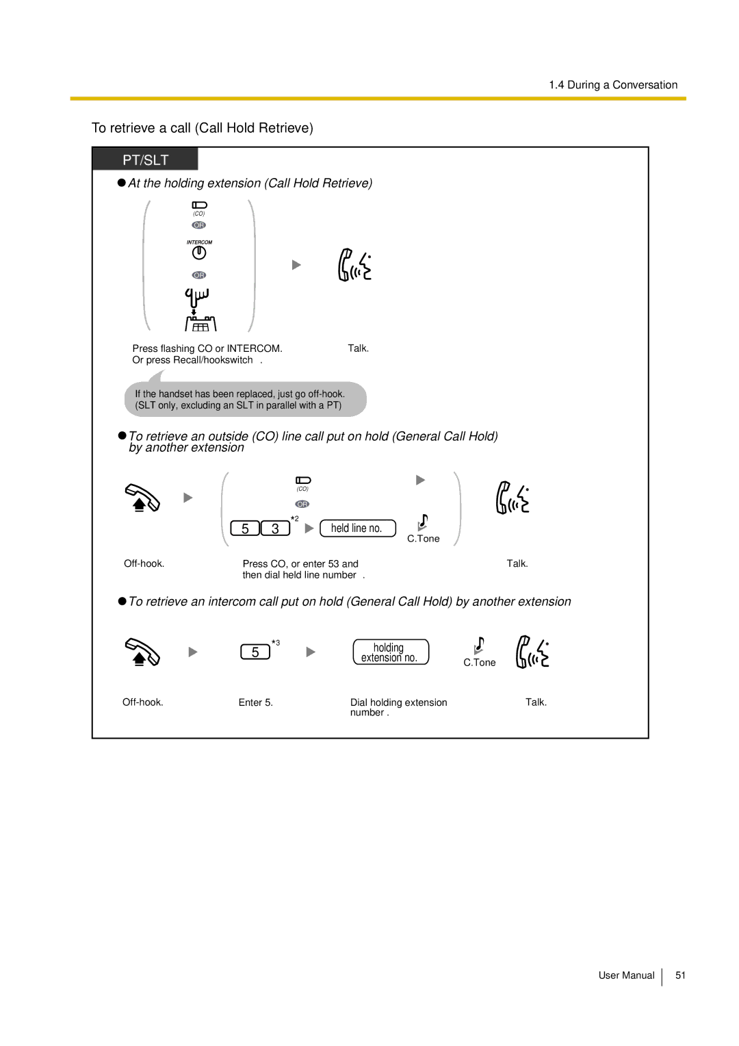 Philips KX-TEA308 user manual To retrieve a call Call Hold Retrieve, Held line no 