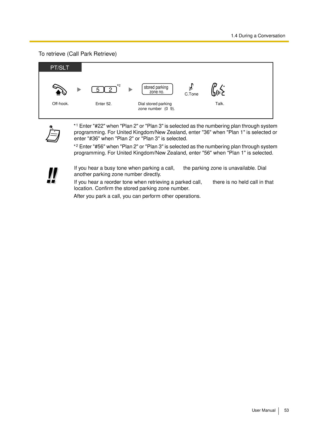 Philips KX-TEA308 user manual To retrieve Call Park Retrieve 