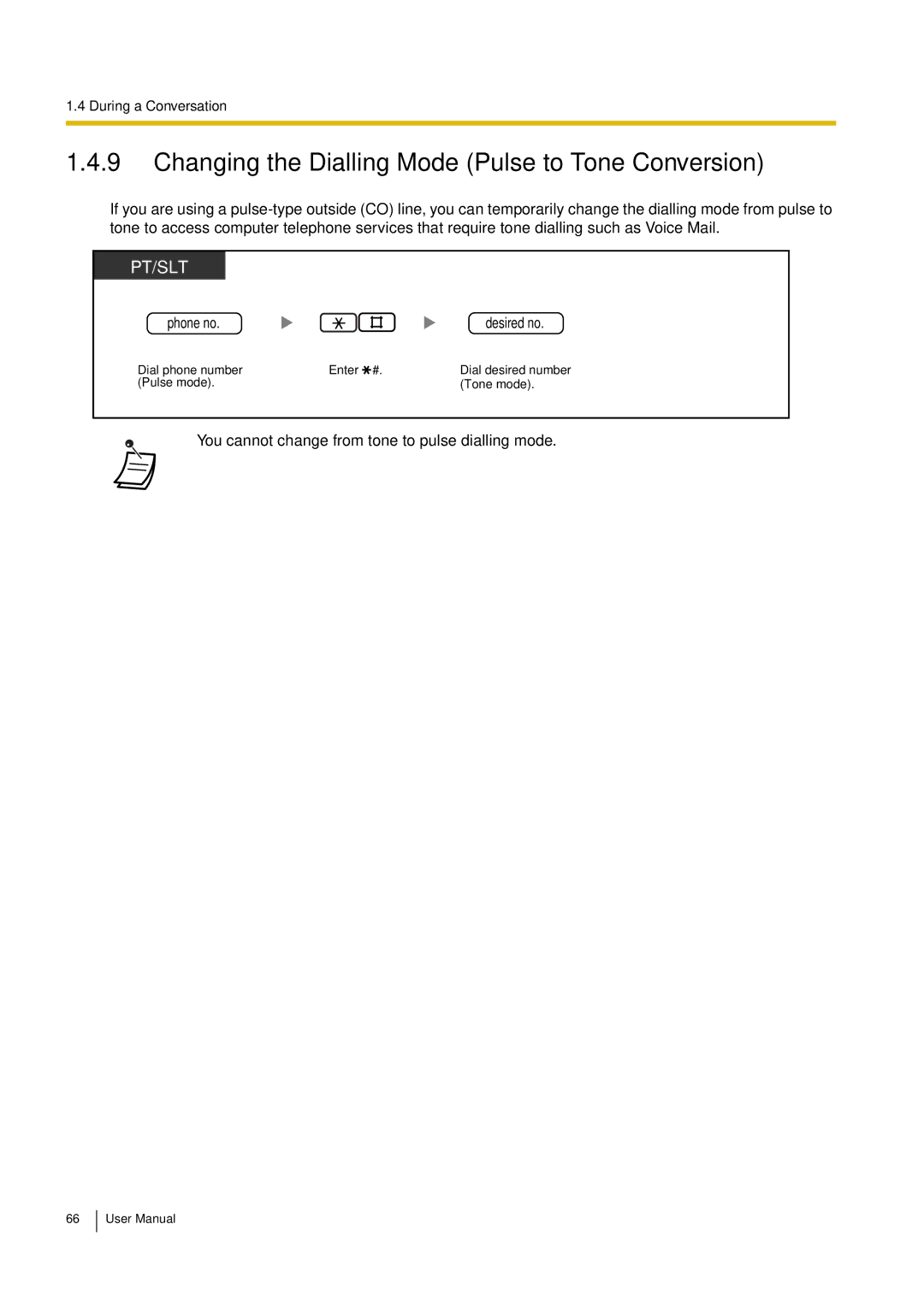 Philips KX-TEA308 user manual Changing the Dialling Mode Pulse to Tone Conversion, Phone no Desired no 