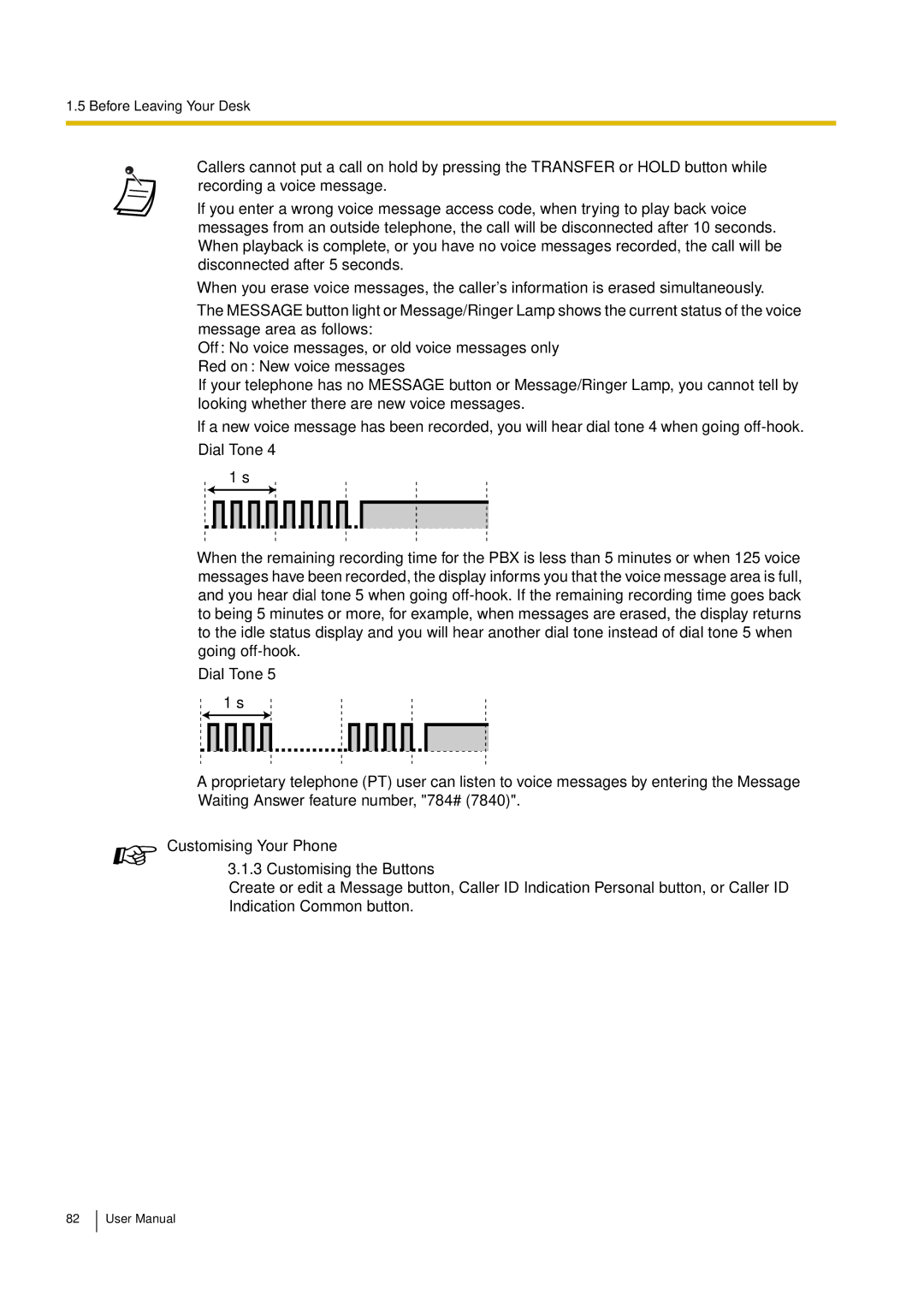 Philips KX-TEA308 user manual Dial Tone 5 1 s 