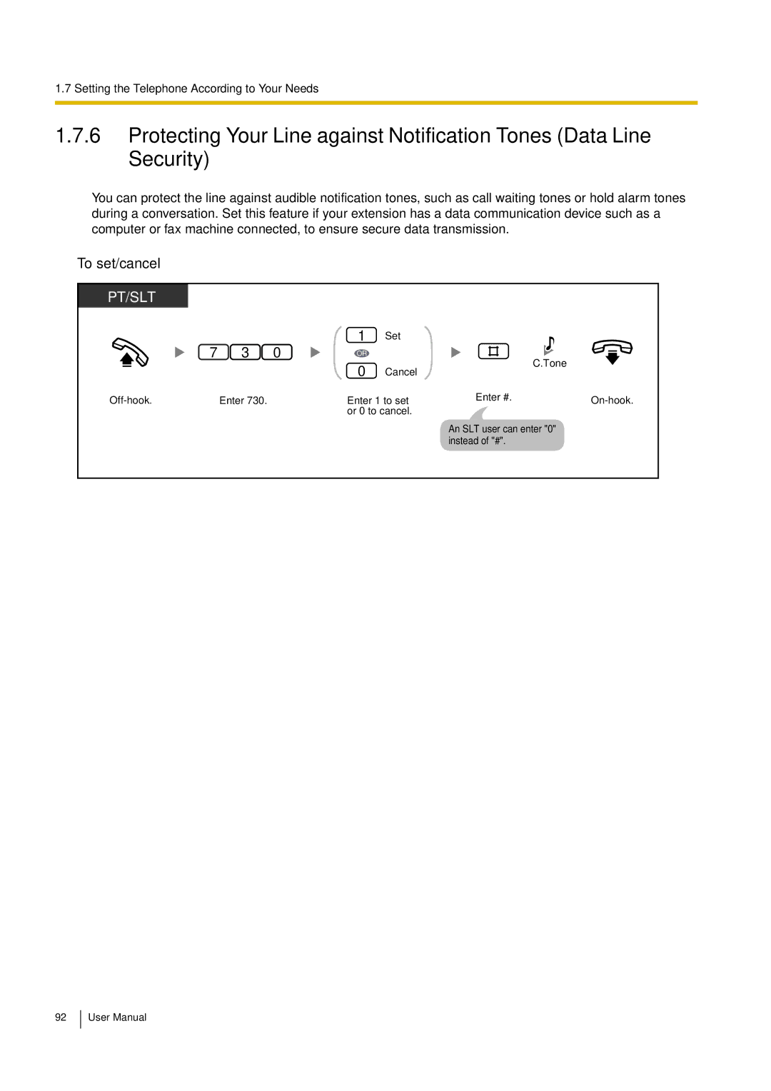 Philips KX-TEA308 user manual Set Tone Cancel 