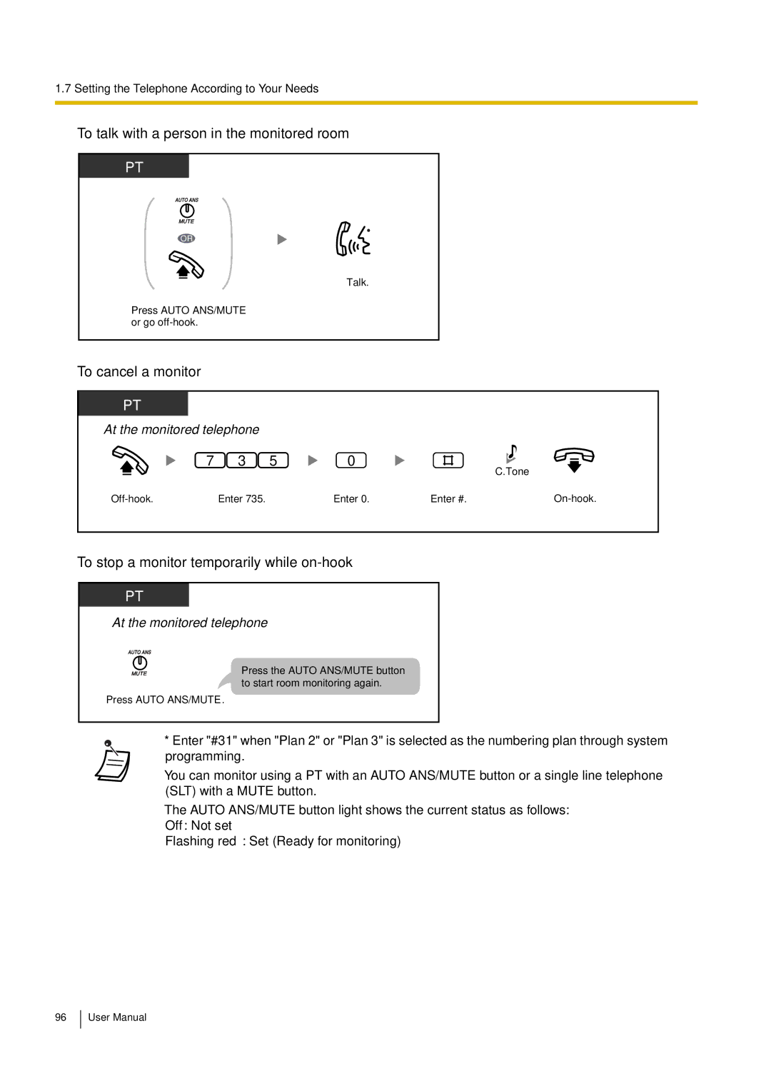 Philips KX-TEA308 user manual To talk with a person in the monitored room, To cancel a monitor 