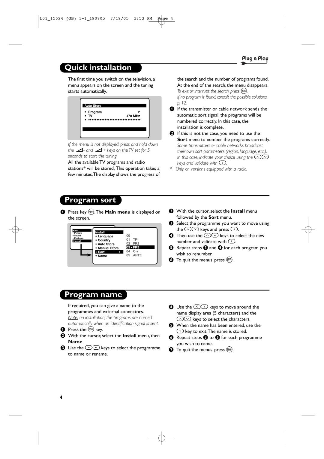 Philips L01_15624 Quick installation, Program sort, Program name, If no program is found, consult the possible solutions 