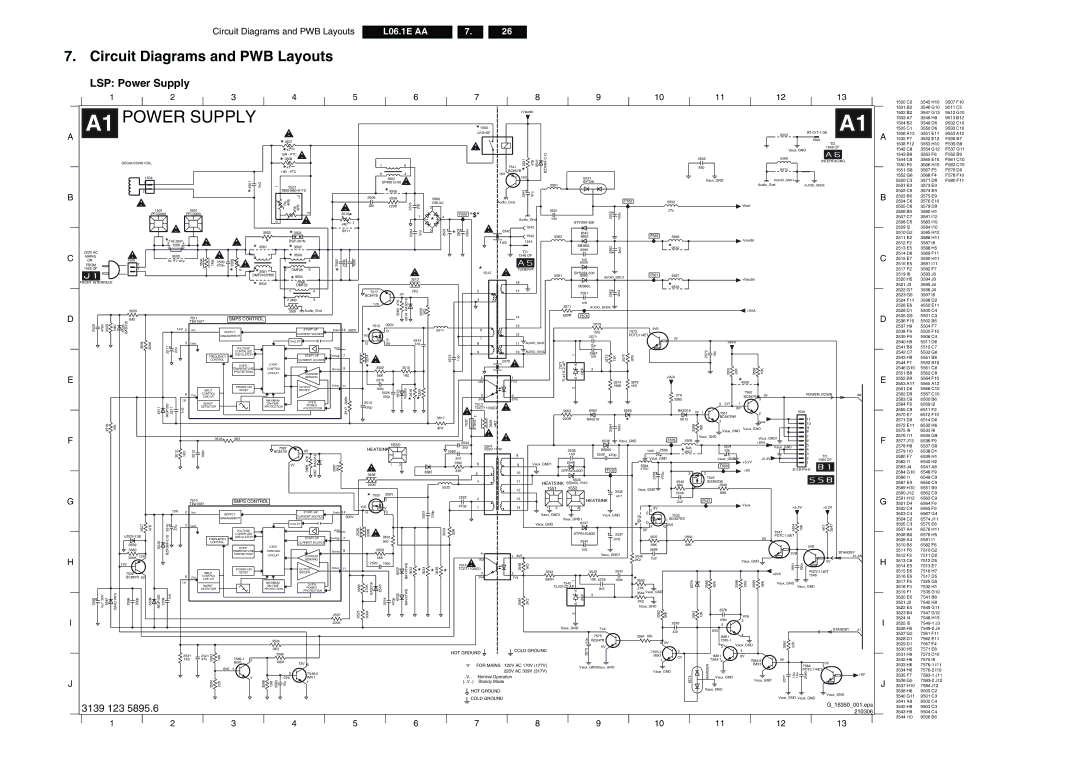 Philips technical specifications LSP Power Supply, Circuit Diagrams and PWB Layouts L06.1E AA 