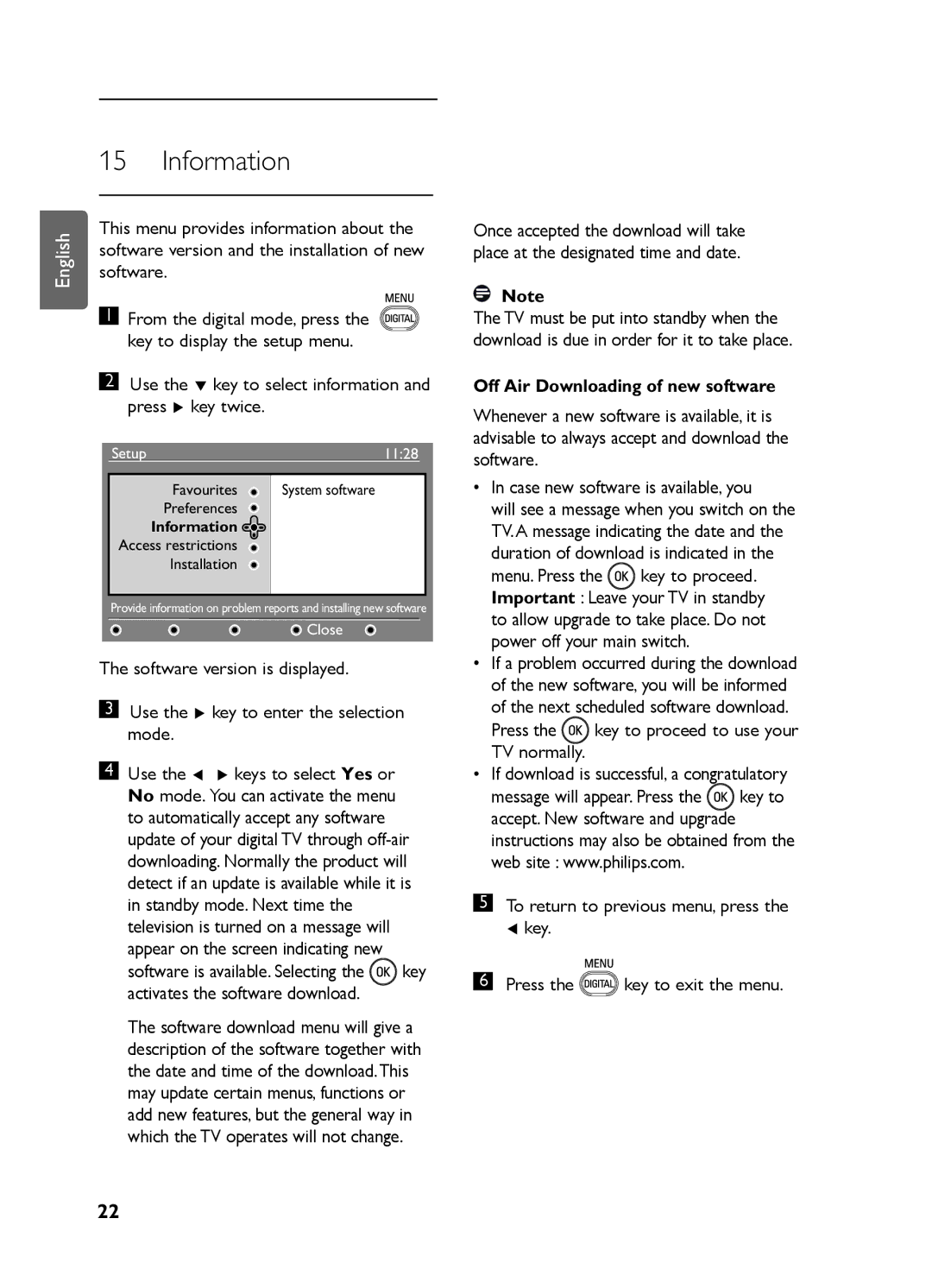 Philips LC07 DVB DFU manual Information, Off Air Downloading of new software 