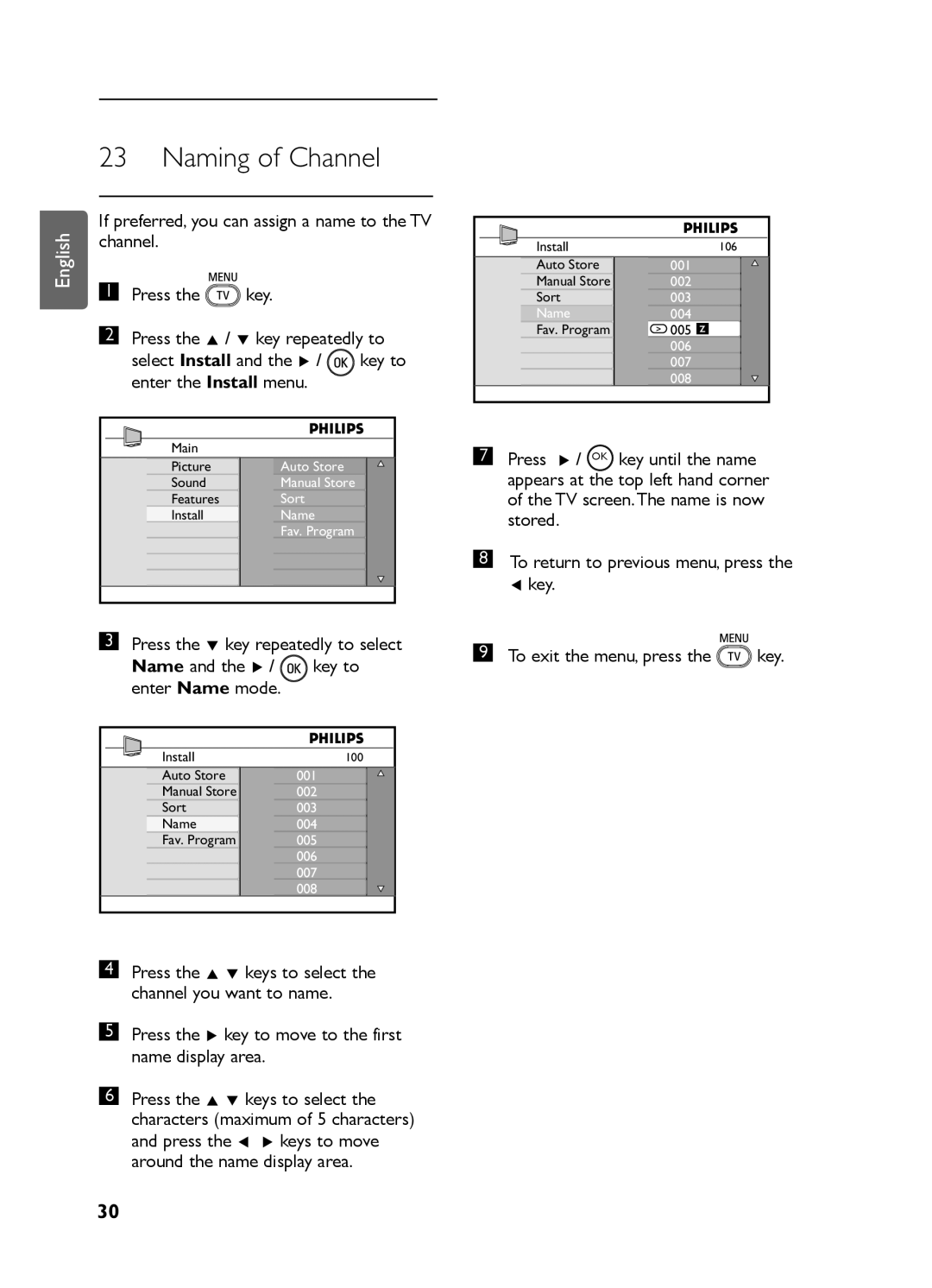 Philips LC07 DVB DFU manual Naming of Channel 