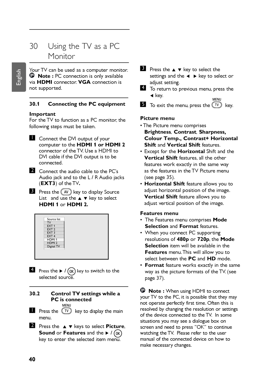 Philips LC07 DVB DFU manual Using the TV as a PC Monitor 