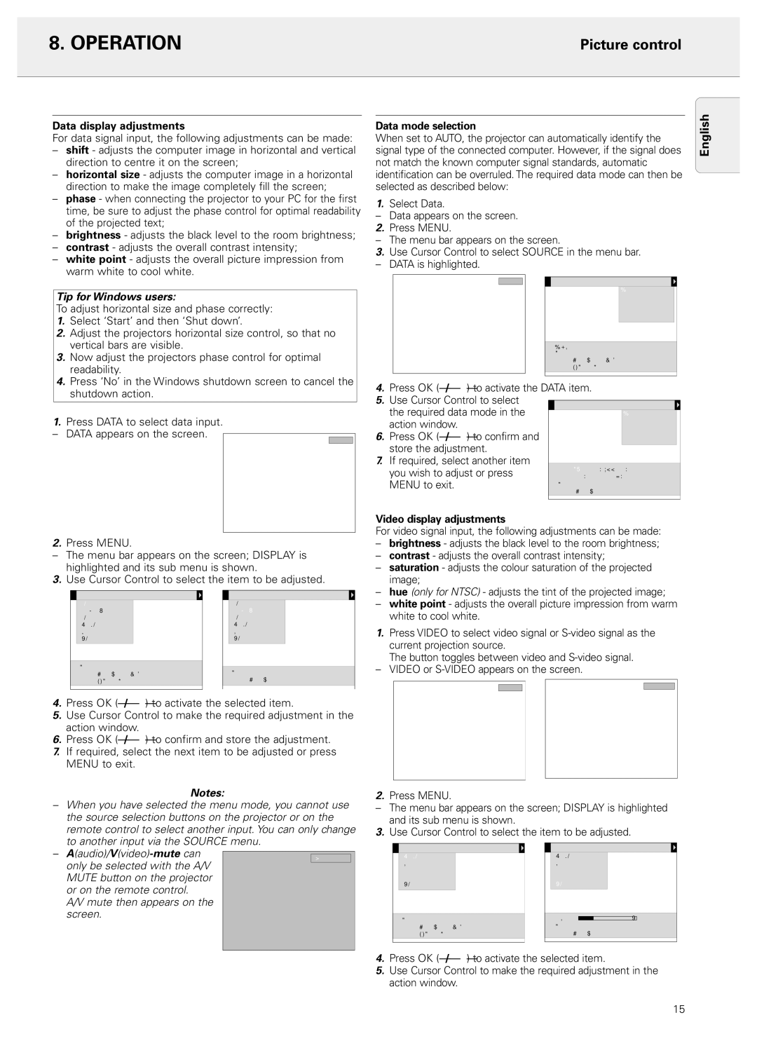 Philips 20 series, LC4043 manual Picture control, Tip for Windows users 