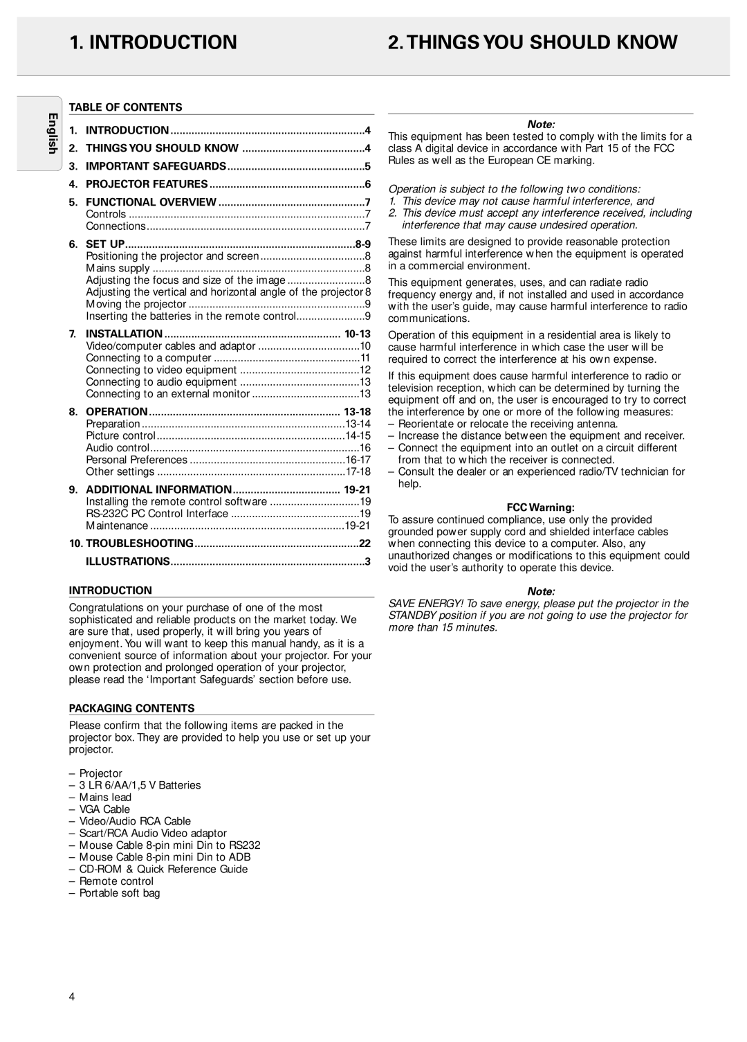 Philips LC4043, 20 series manual Introduction Things YOU should Know 