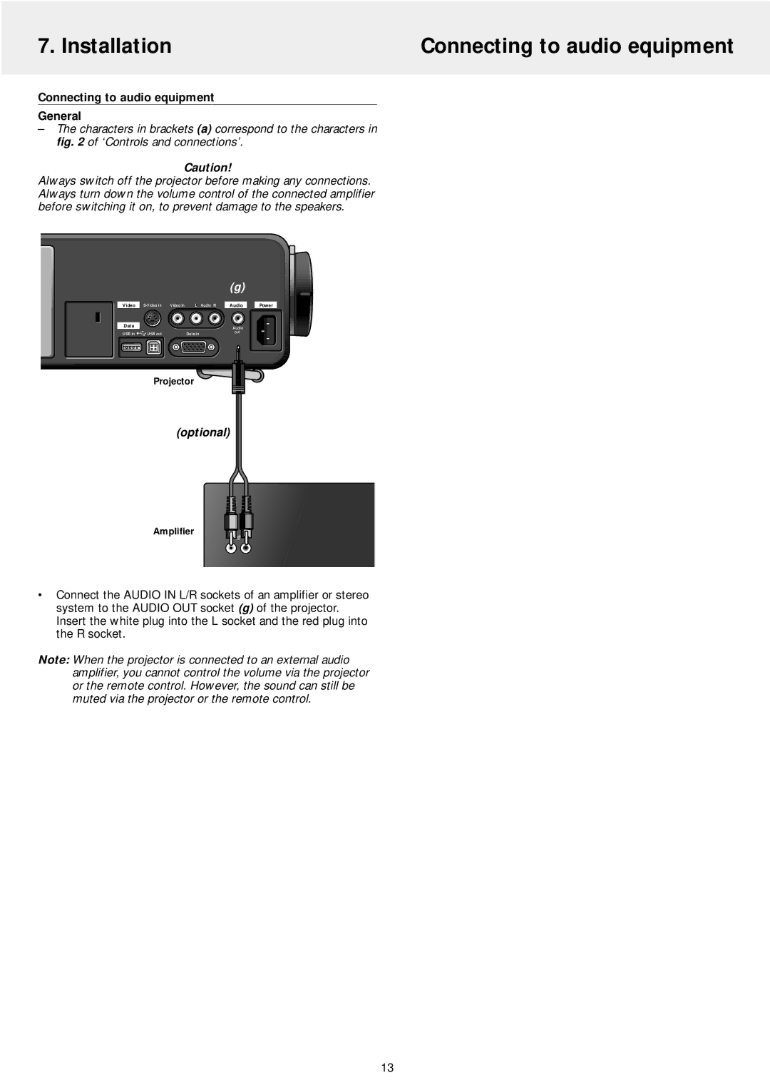 Philips LC4242, LC4246 manual Installation Connecting to audio equipment, Connecting to audio equipment General 