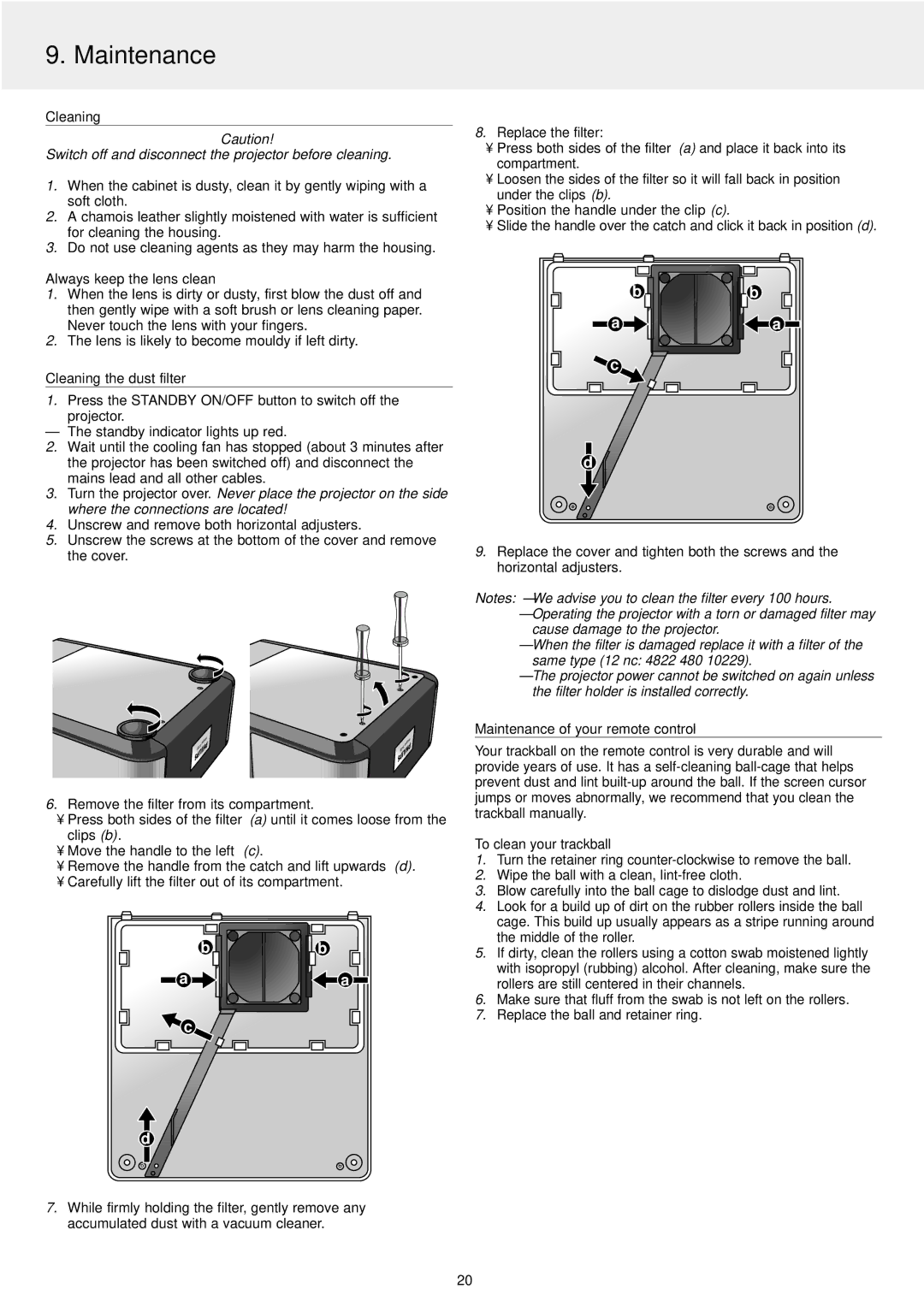 Philips LC4246, LC4242 manual Maintenance 