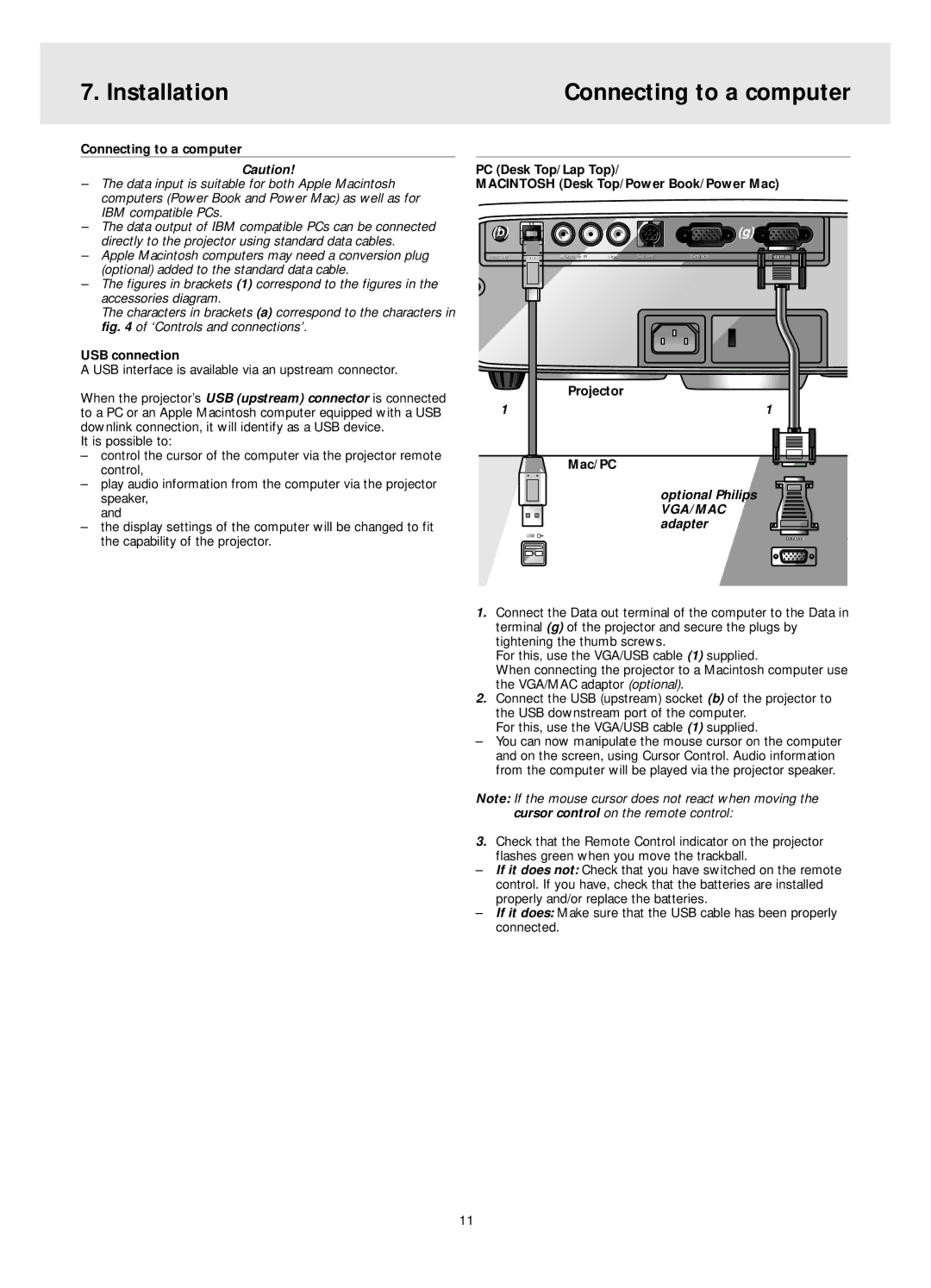 Philips LC4341, LC4331, LC4345 manual Installation Connecting to a computer, Optional Philips, Adapter 