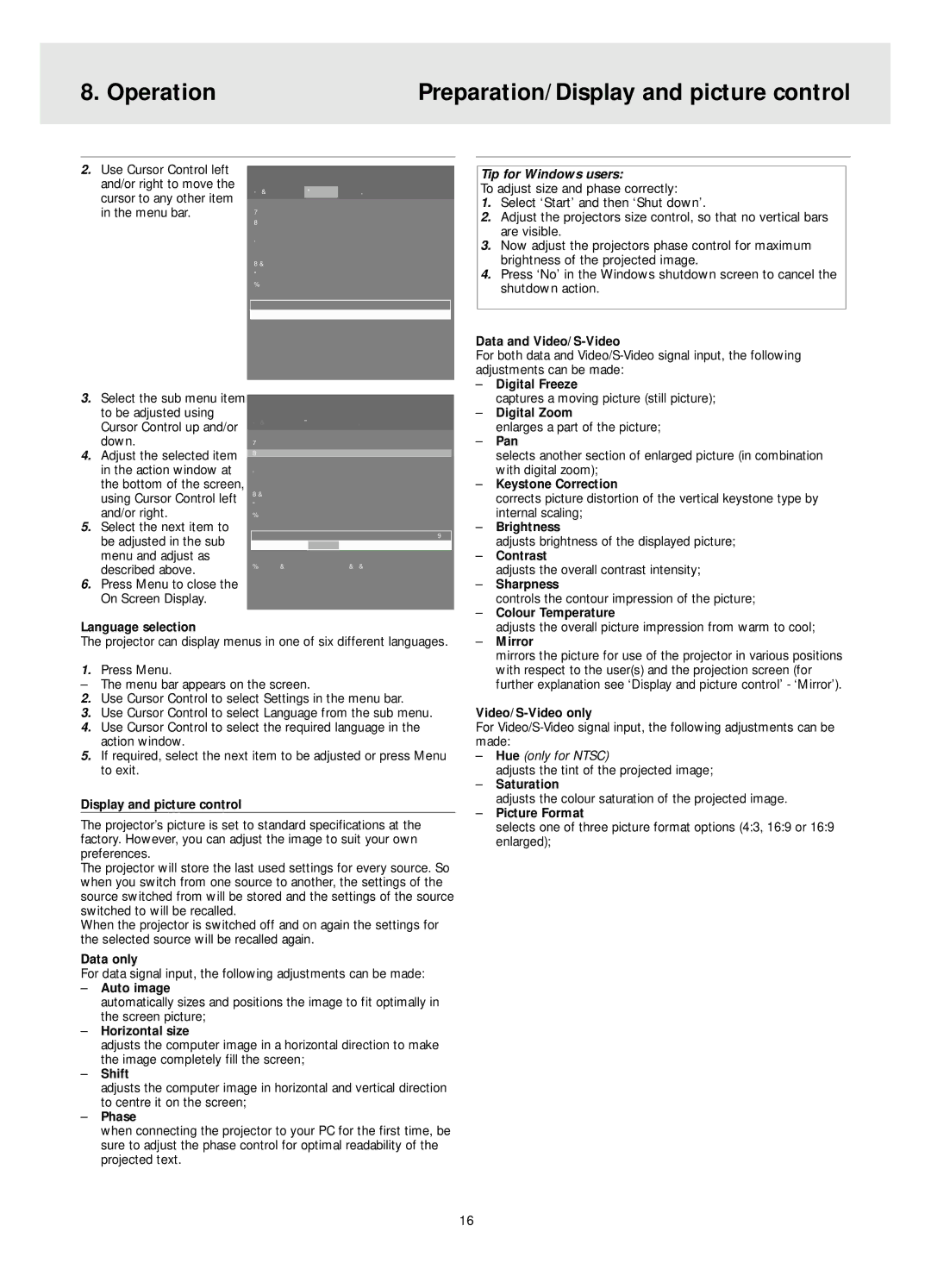 Philips LC4345, LC4331, LC4341 manual Operation Preparation/Display and picture control, Tip for Windows users 