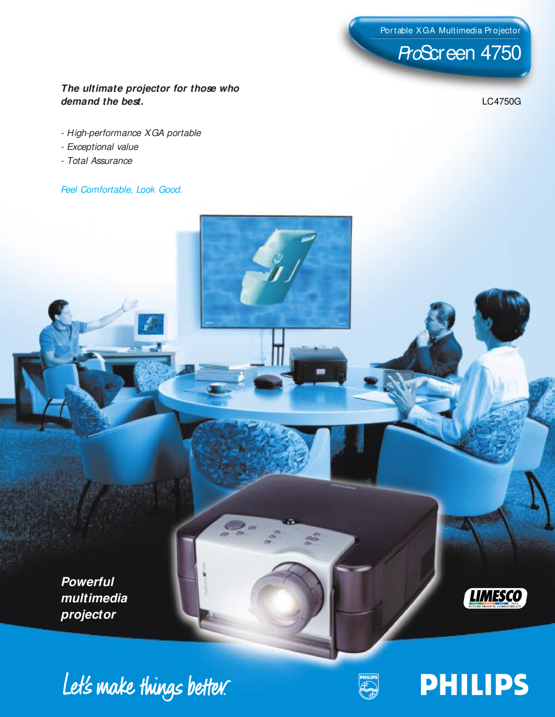Philips LC4750G manual ProScreen, Portable XGA Multimedia Projector, projector, Powerful multimedia, demand the best 