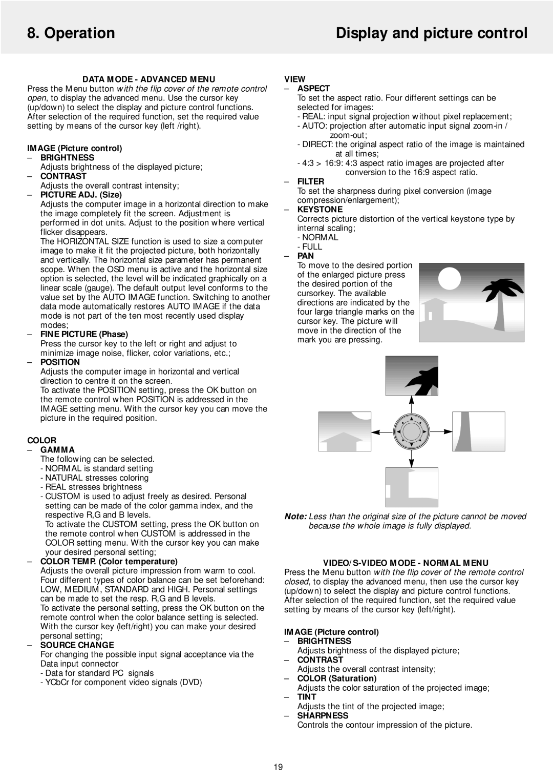 Philips LC5141 manual Operation Display and picture control 