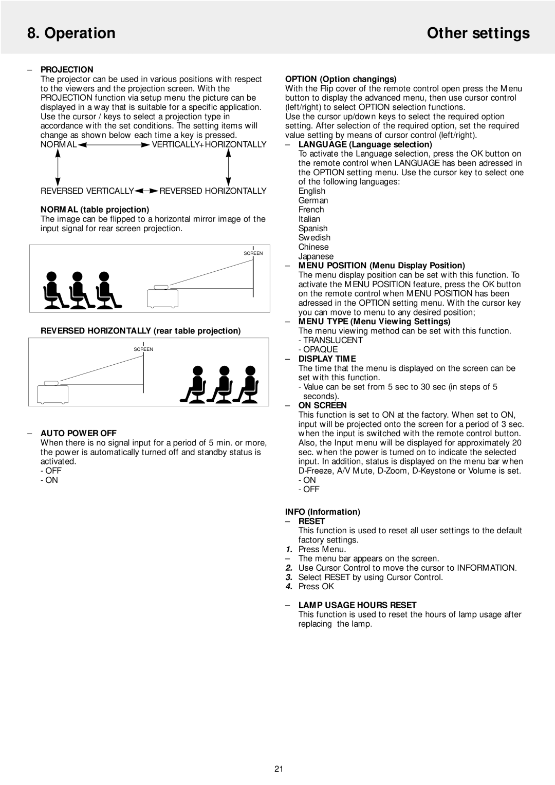 Philips LC5141 manual Operation Other settings 