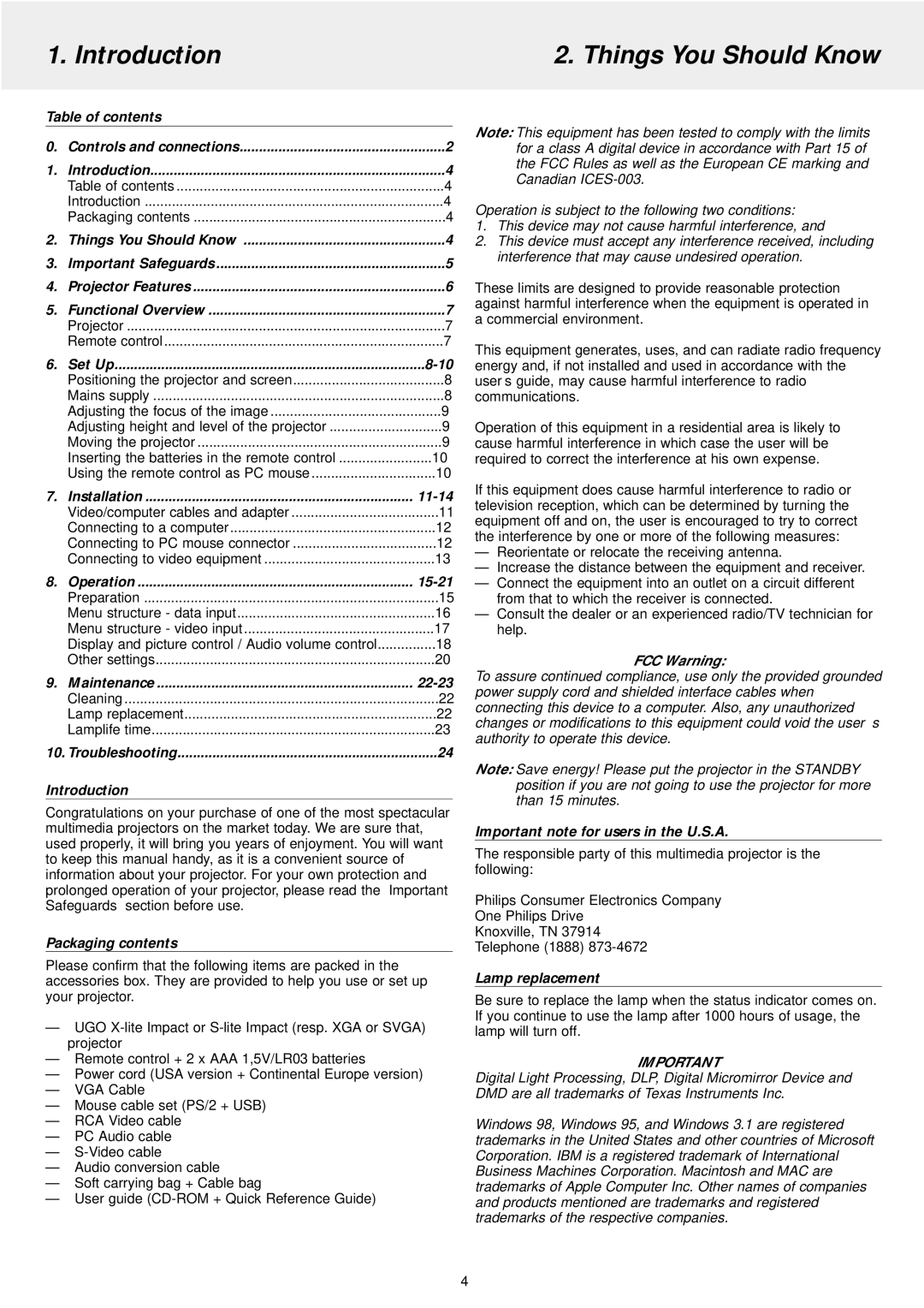 Philips LC5241 manual Introduction Things You Should Know 