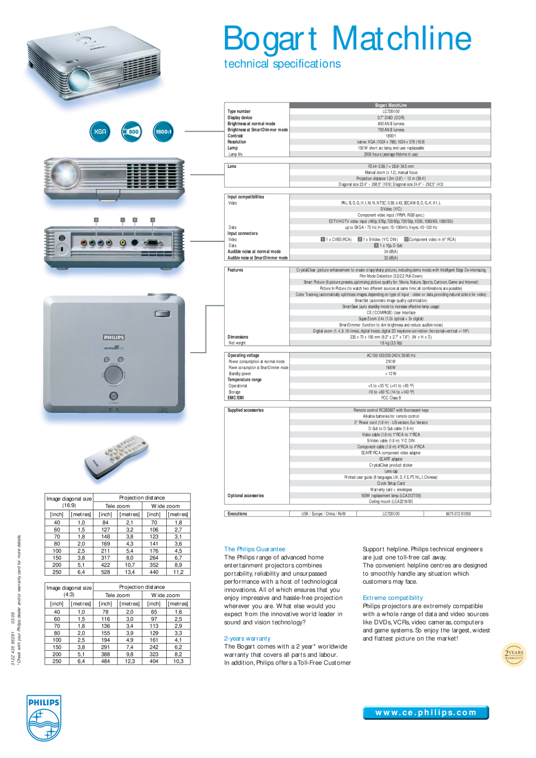 Philips LC7281 manual Philips Guarantee, Years warranty, Extreme compatibility 