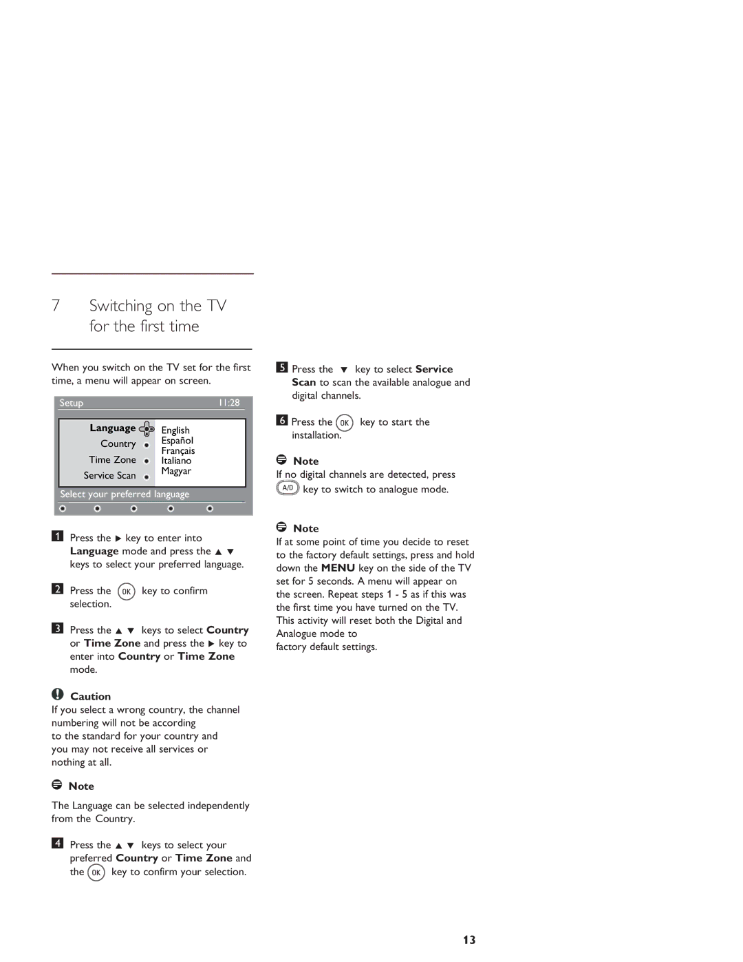 Philips LCD And Plasma Panel TV user manual Installation, Factory default settings 