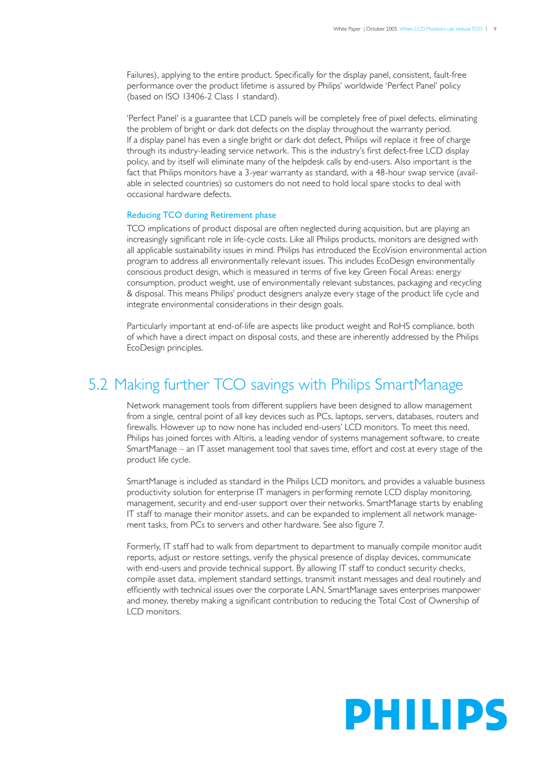 Philips LCD Monitors manual Reducing TCO during Retirement phase 