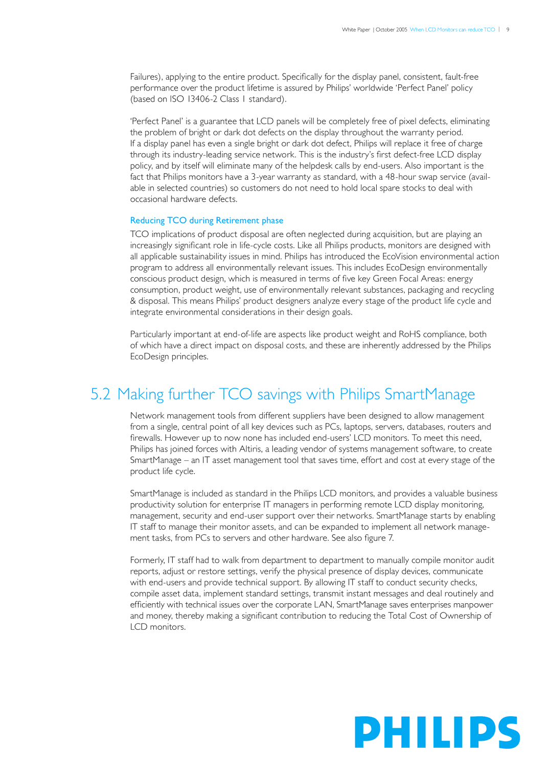 Philips LCD Monitors manual Making further TCO savings with Philips SmartManage, Reducing TCO during Retirement phase 