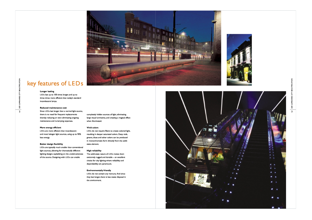 Philips LED Luminaires manual key features of L E D s, Longer lasting, Reduced maintenance cost, More energy efficient 