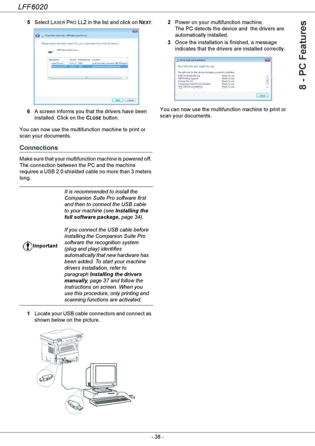 Philips LFF 6020 user manual Connections 