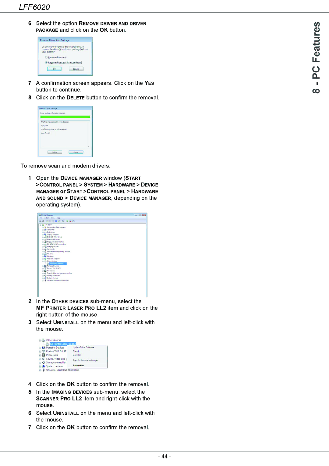 Philips LFF 6020 user manual PC Features 