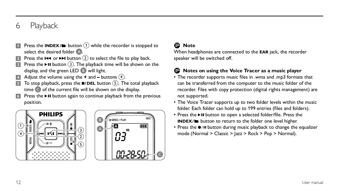 Philips LFH 870, LFH 660 user manual Playback 