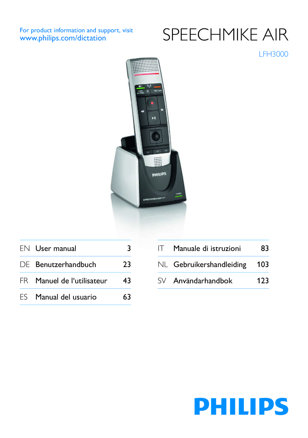 Philips LFH3000 manual Speechmike AIR 