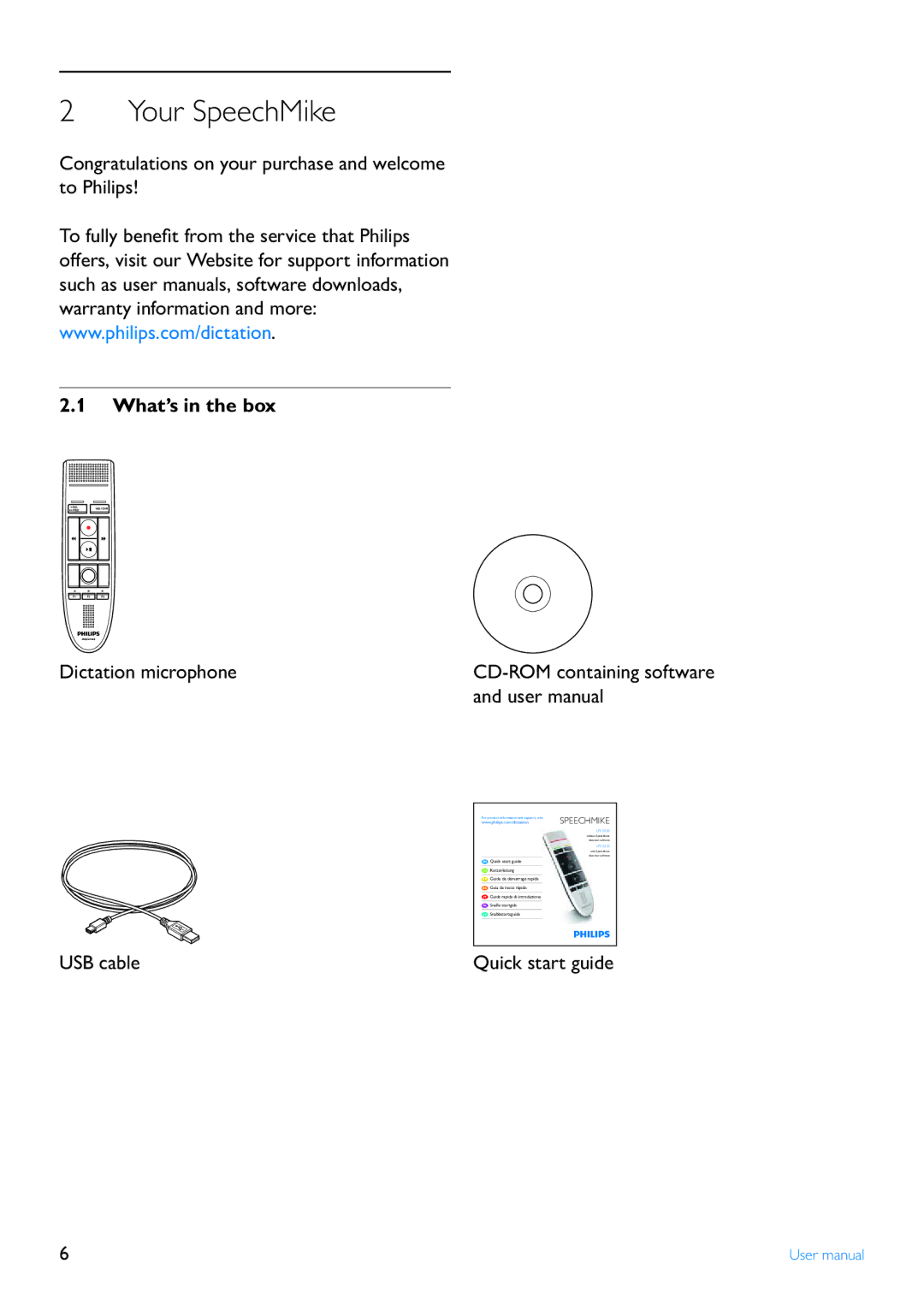 Philips LFH3200 user manual Your SpeechMike, What’s in the box 