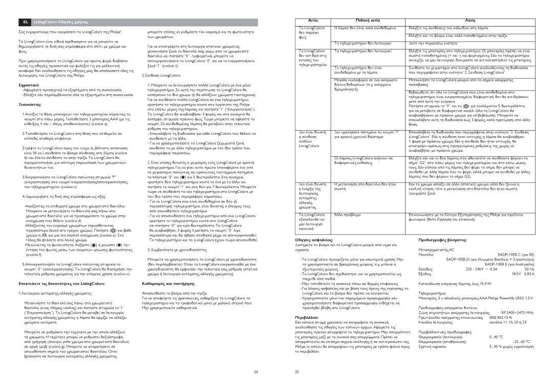 Philips livingcolors manual EL LivingColors Οδηγίες χρήσης 